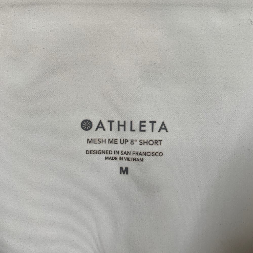 Athleta Shorts Women M Medium White Mesh Me Up High Waisted Stash Pockets PullOn - Picture 5 of 12